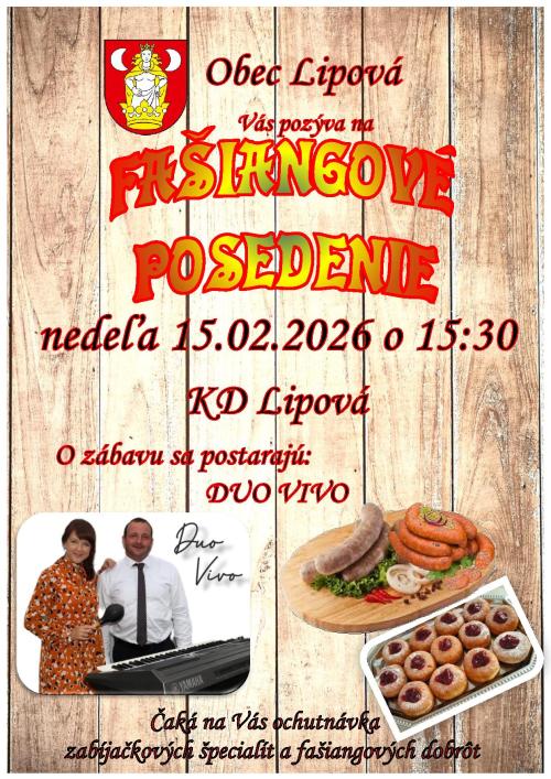 Pozvánka na fašiangy 2026 v Lipovej